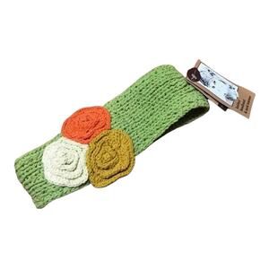 CC Exclusives Womens Knitted Headband Neck Warmer Green Orange NEW